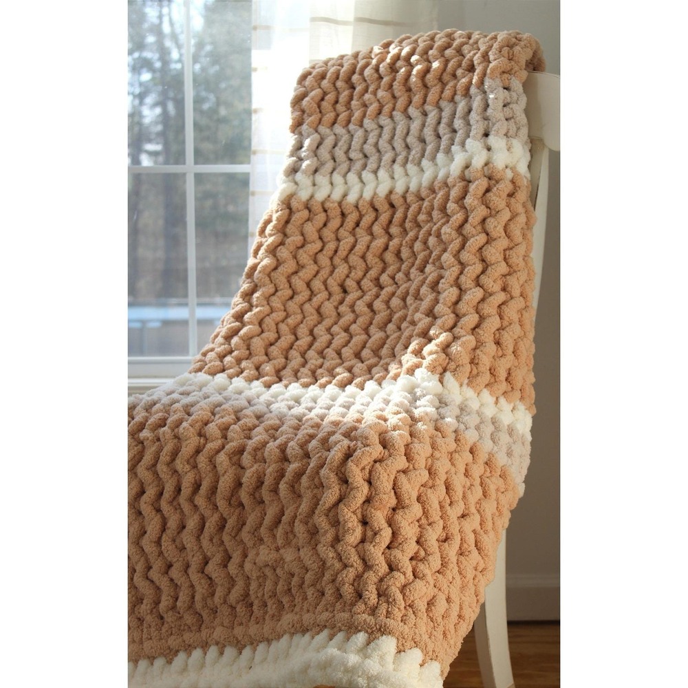 Handmade Chunky Chenille Knit Blanket 40‎ X 57 reversible